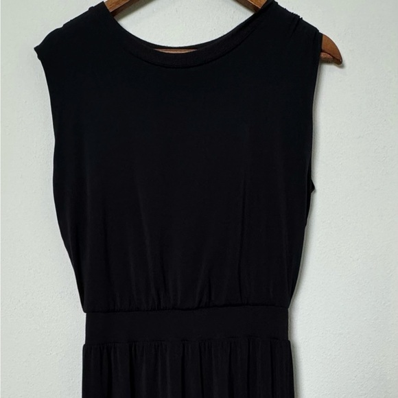 Athleta Santorini Cinch Dress Solid Black‎ Sleeveless Midi Size Small Petite - Picture 7 of 16